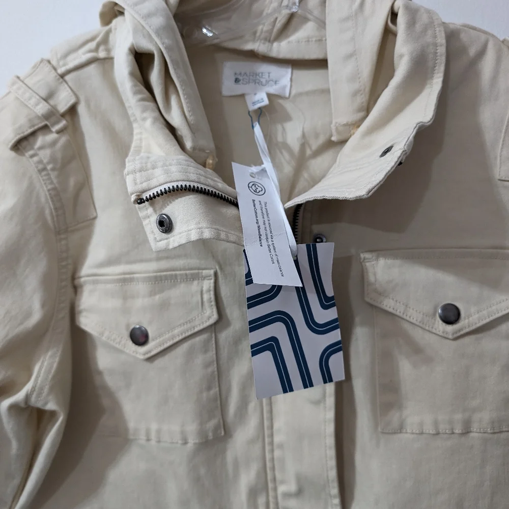 Market & Spruce Hooded Jacket Zip Front Size M NWT Kathleen - Picture 6 of 8